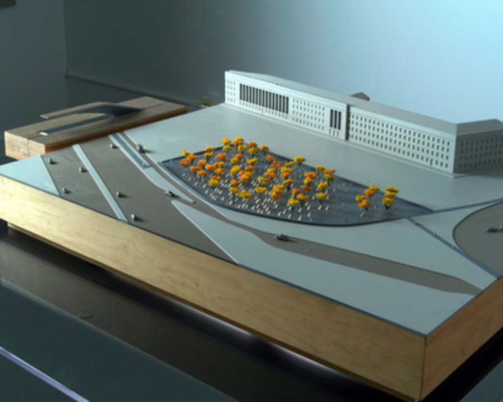 Terry Riley, chief curator of design and architecture at the New York Museum of Modern Art, announced the winning design of the Pentagon Memorial at a Pentagon press conference on March 3, 2003. The winning design is the so-called "Light Benches" submitted by Julie Beckman and Keith Kaseman of New York. The memorial will be built on a 1.93-acre plot on the Pentagon reservation near the spot where the attack occurred on the building. The memorial encompasses the entire memorial site and includes 184 benches with the name of each victim engraved into the face of the bench. The benches are to be comprised of cast, clear, anodized aluminum polyester composite matrix set on an eight-inch concrete pad for stabilization. Each bench will be positioned according to the age of the victim, progressing from the youngest, age 3, to the oldest, age 71. Each memorial bench will have a glowing light pool set underneath. The site also will have clusters of trees throughout to provide shading and a more intimate atmosphere. The estimated cost to build the memorial is between $4.9 million and $7.4 million. Taxpayer funds will not be used for the construction of this project. 