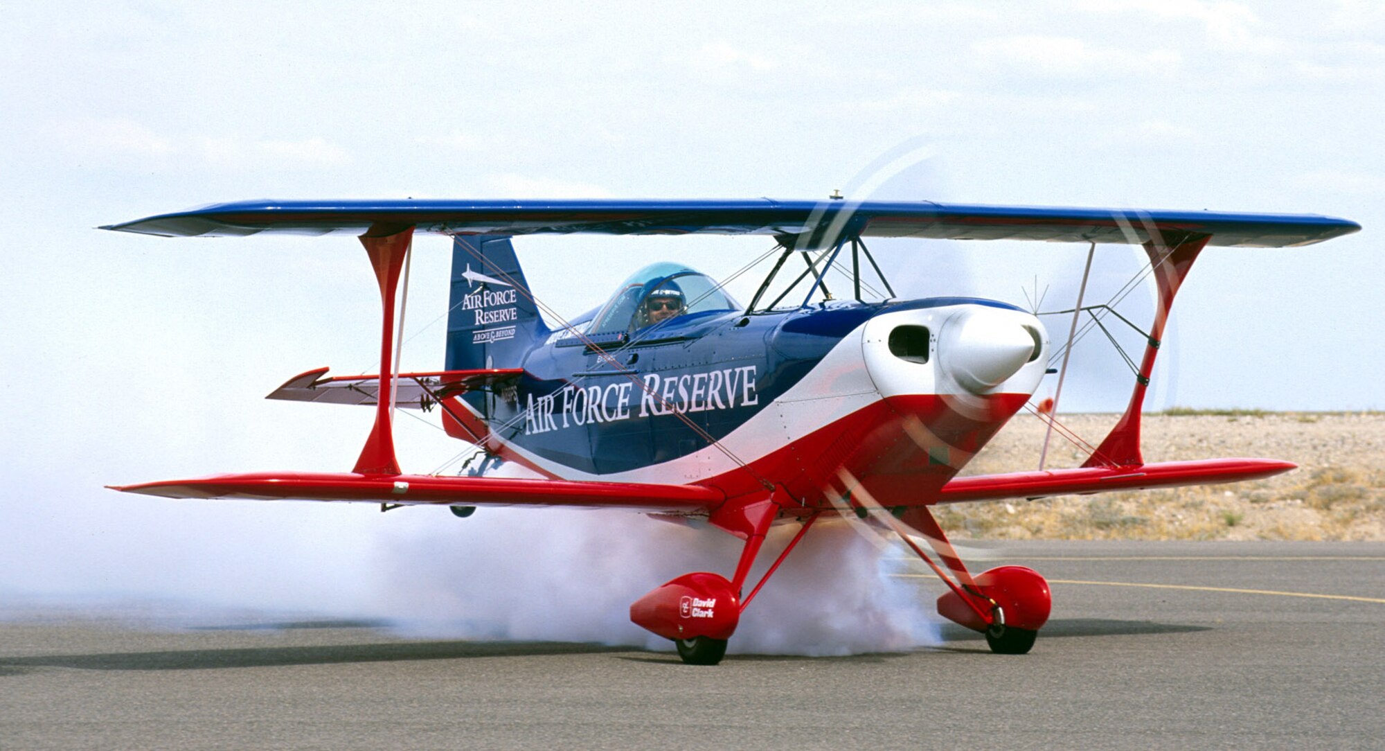 ROBINS AIR FORCE BASE, Ga. -- Owned by Maj. Ed Hamill, the Dream Machine is a factory-built, unmodified biplane equipped with manual instruments including an altimeter, airspeed indicator and magnetic compass.  Hamill performs at air shows around the country as a recruiting tool for Air Force Reserve Command.  (Courtesy photo)