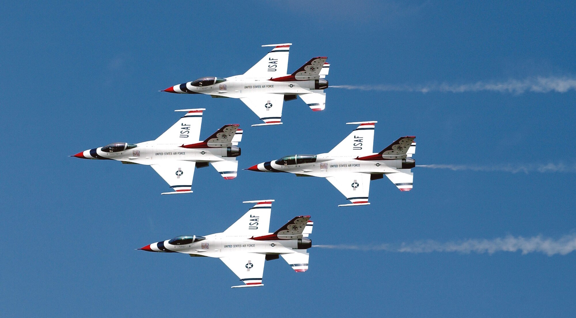 BARKSDALE AIR FORCE BASE, La. -- The U.S. Air Force Thunderbirds perform at the 2003 "Defenders of Liberty" air show held here May 10-11.  (U.S. Air Force photo by Staff Sgt. Denise A. Rayder)