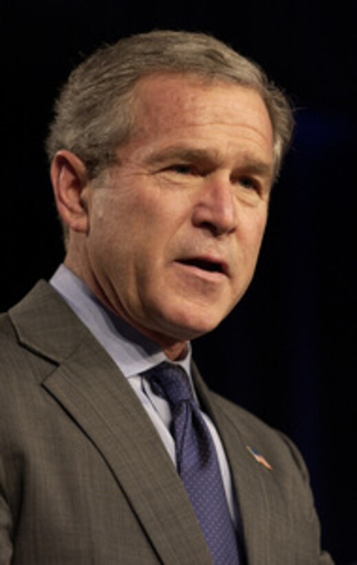 President George W. Bush speaks prior to signing the National Defense Authorization Act at the Pentagon on Nov. 24, 2003. The Act provides $401.3 billion for the Department of Defense, which will allow for continued support of the missions of the U.S. Military and its men and women serving around the globe. 