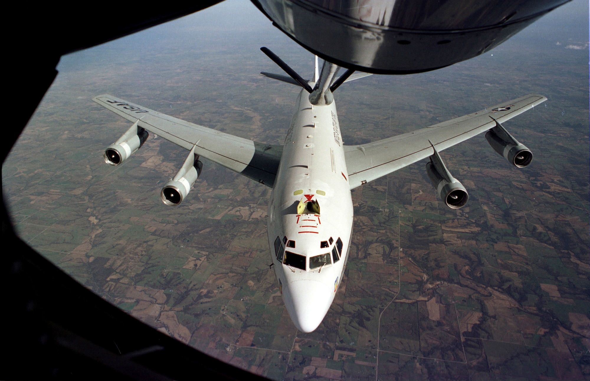 FILE PHOTO -- The WC-135W Constant Phoenix aircraft collects particulate and gaseous debris from the accessible regions of the atmosphere in support of the Limited Nuclear Test Ban Treaty of 1963. (U.S. Air Force photo)