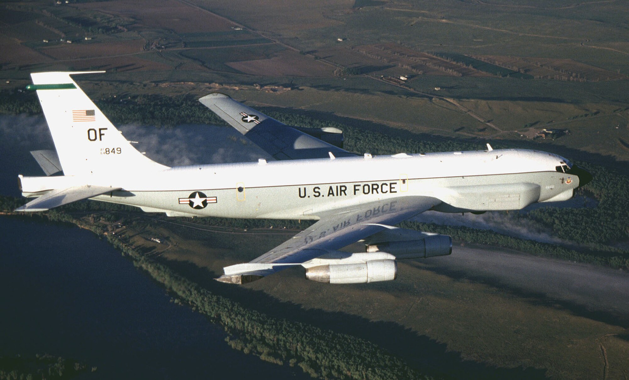 FILE PHOTO -- The RC-135U Combat Sent, located at Offutt Air Force Base, Neb., provides strategic electronic reconnaissance information to the president, secretary of defense, Department of Defense leaders and theater commanders.  (U.S. Air Force photo)