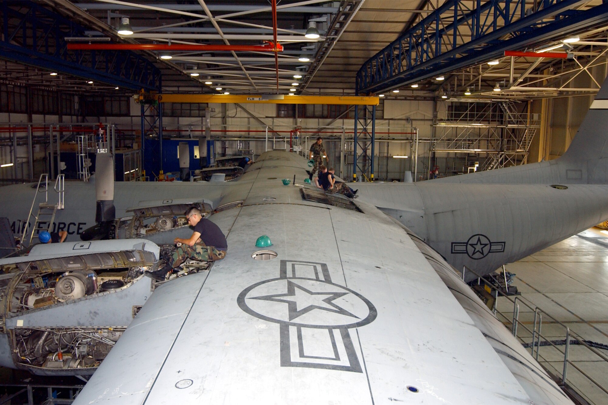 RAMSTEIN AIR BASE, Germany -- Airmen completed a major inspection recently on a Kentucky Air National Guard C-130 Hercules.  The inspection marked the first time a deployed aircraft has undergone an isochronal inspection here.  (U.S. Air Force photo by Senior Airman Diane Stinett)