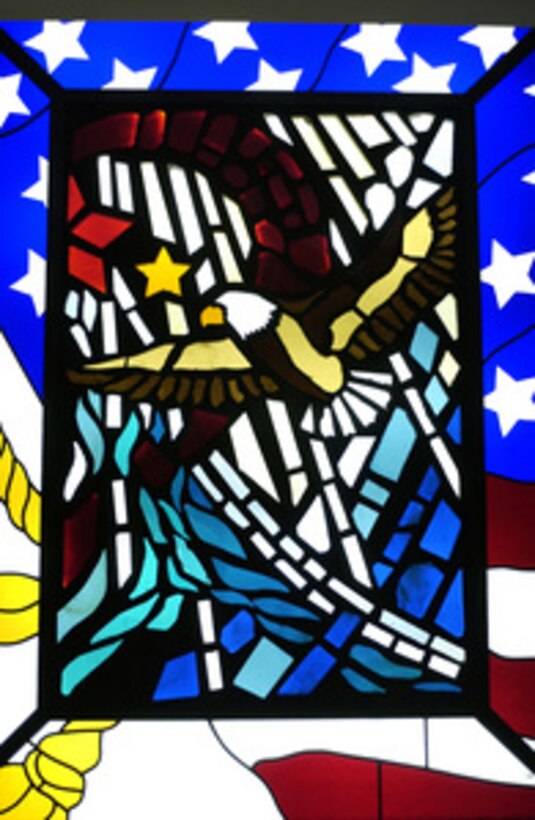 Pentagon Chapel stained glass window dedicated in the memory of those who died in the Pentagon on Sept. 11, 2001, when terrorists flew an aircraft into the building. 