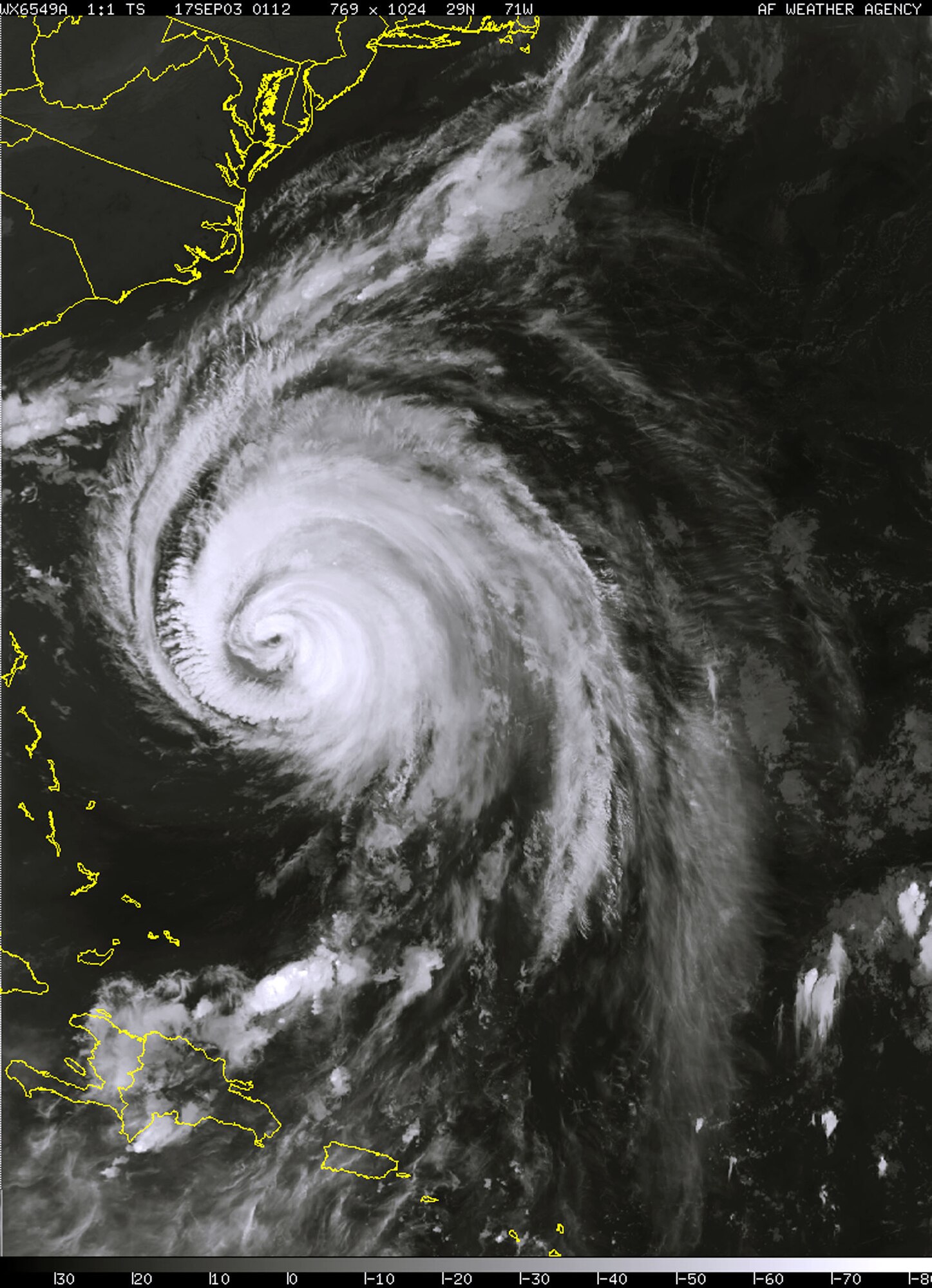 SATELLITE IMAGE -- This infrared satellite image shows Hurricane Isabel on Sept. 17.  (Courtesy image)