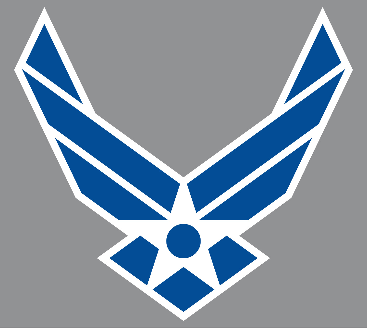 Air Force Symbol Blue With White Outline On Gray Background