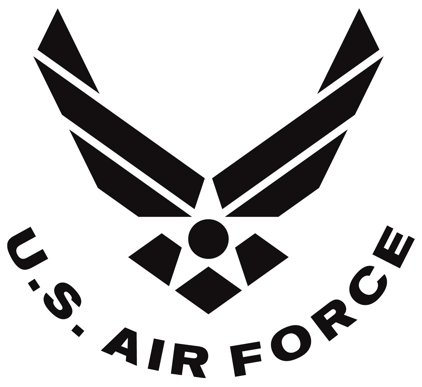Air Force symbol, curved text, black