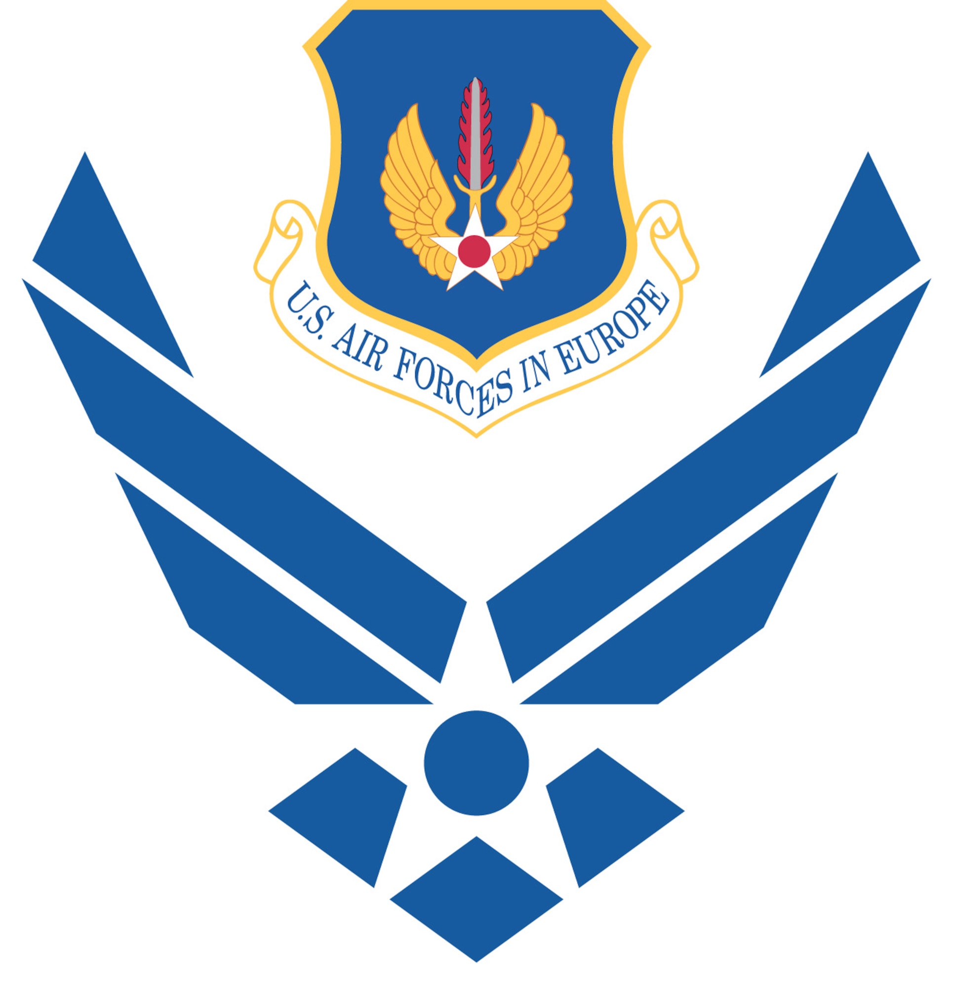 Air Force symbol with cradled U.S. Air Forces in Europe shield (clr), Commercial reproduction of this emblem is NOT permitted without the permission of the proponent organizational/unit commander. Image is 7x7 inches @ 300 ppi. 
