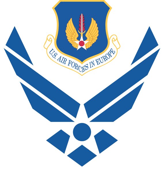 Air Force symbol with cradled U.S. Air Forces in Europe shield (clr), Commercial reproduction of this emblem is NOT permitted without the permission of the proponent organizational/unit commander. Image is 7x7 inches @ 300 ppi. 