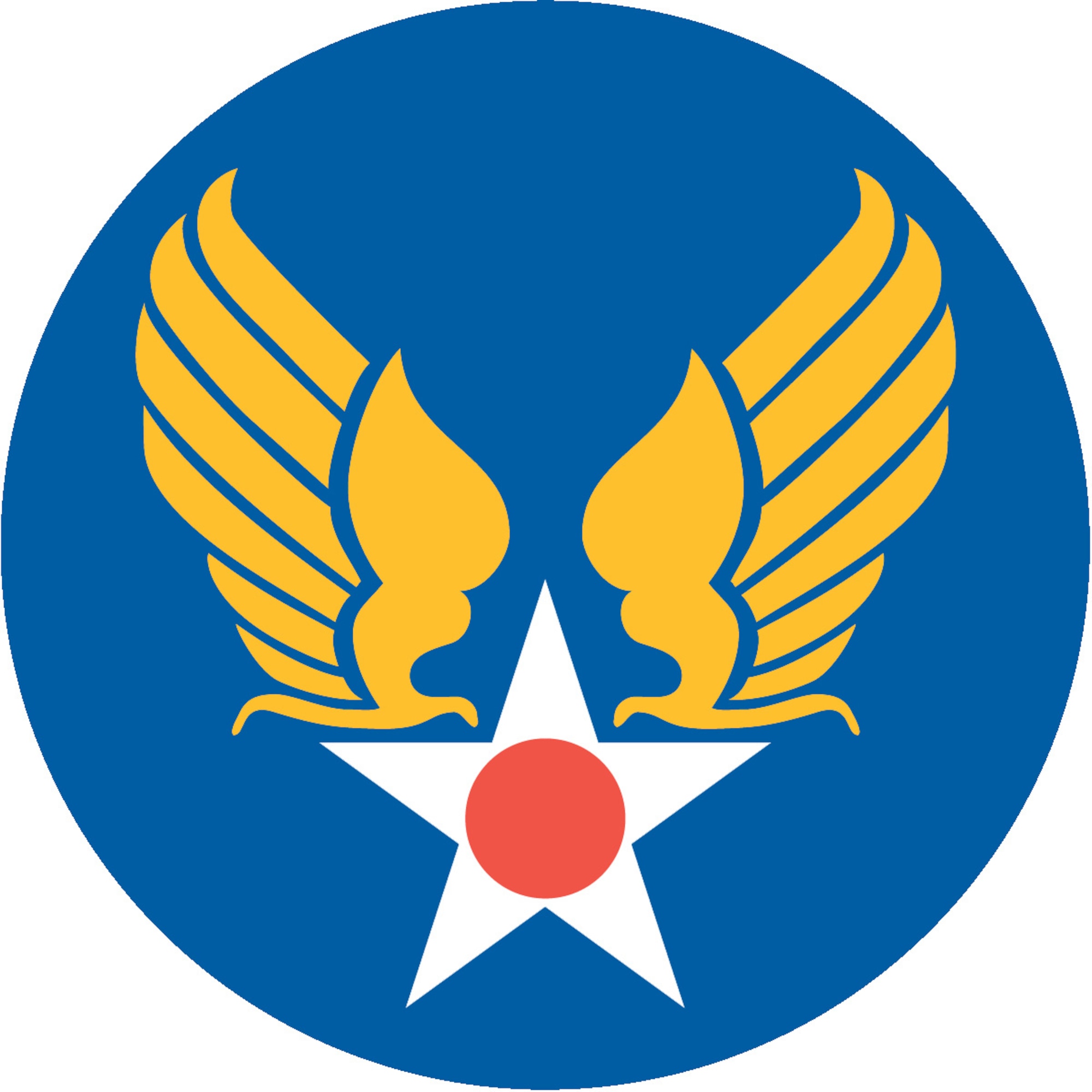 Army Air Corps symbol, also known as the Hap Arnold wings (color). The Hap Arnold Wings are the legacy brand of the Air Force and trademarks of the USAF. Permission to use it for commercial use and advertising (free or paid) is required. The use of this trademark for commercial purposes, including reproduction on merchandise, is expressly prohibited unless the producer has a fully executed license agreement with the Air Force. Use is governed by the terms of the agreement. <a href=http://www.trademark.af.mil/shared/media/document/AFD-100728-052.pdf>Click here</a> to download the licensing application. Approved use of the Hap Arnold Wings is limited and must be pre-approved. For more information contact the Air Force Trademark Licensing office at 210.395.1787 or email <a href=mailto:afpaa.hq.tl@us.af.mil>afpaa.hq.tl@us.af.mil</a>.