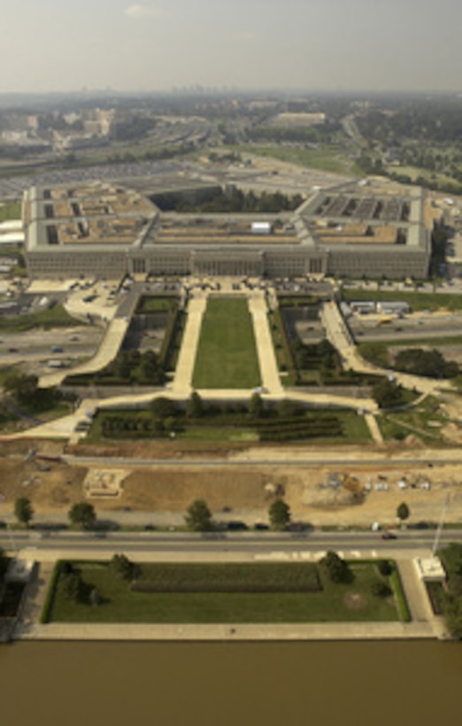Aerial photograph of the Pentagon with the River Parade Field in Arlington, Va., on Sept. 26, 2003. 