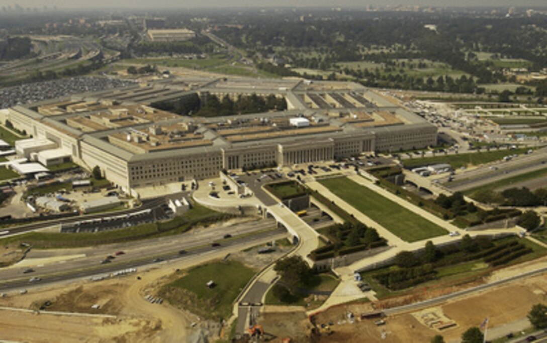 Aerial photograph of the Pentagon with the River Parade Field in Arlington, Va., on Sept. 26, 2003. 