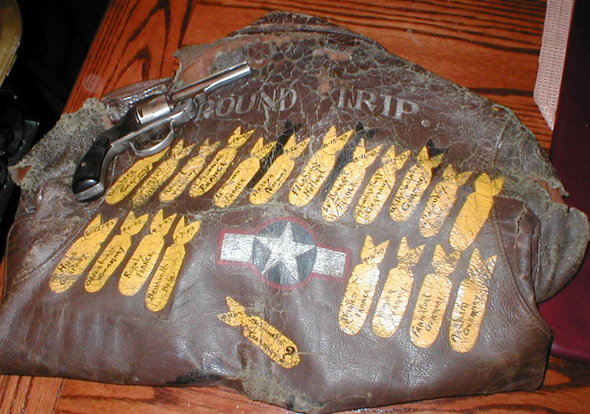 LOS ANGELES (AFPN) -- Tech. Sgt. Paul Posti Sr.'s .38-claliber Smith and Wesson revolver and leather bomber jacket will soon be on display at the Air Force Museum at Wright-Patterson Air Force Base, Ohio. (U.S. Air Force photo by Staff Sgt. Cortchie Welch)