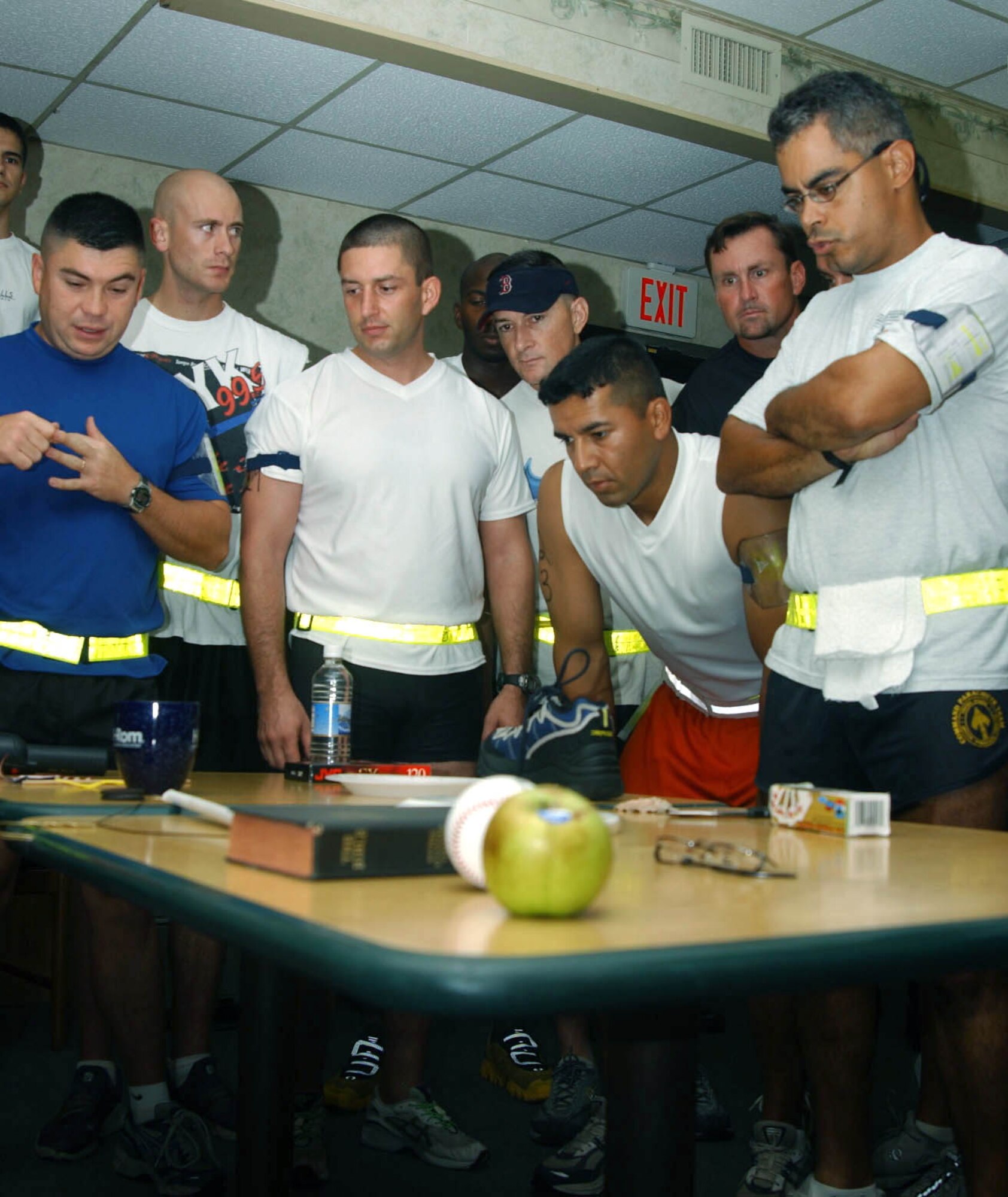 MACDILL AIR FORCE BASE, Fla. -- Before the beginning of the Aug. 21 Enduro Challenge here, teams had three minutes to look at 22 random objects for a memorization test at the end of the race.  Items included a VHS cassette, an apple, a Bible and a set of keys.  (U.S. Air Force photo by Staff Sgt. Randy Redman)               