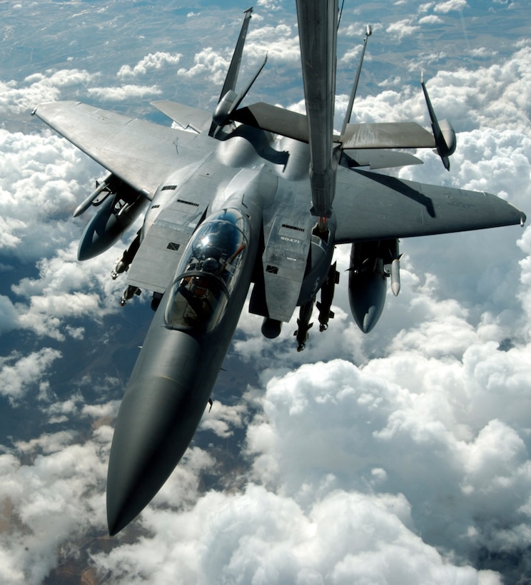 F-15E Strike Eagle refuels