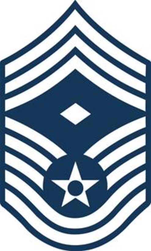 Chief Master Sergeant, E-9, Diamond denotes First Sergeant status, (Blue color), U.S. Air Force graphic