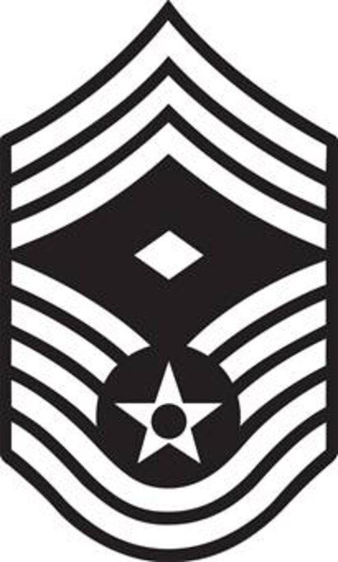 Chief Master Sergeant, E-9, Diamond denotes First Sergeant status, (B&amp;W color), U.S. Air Force graphic