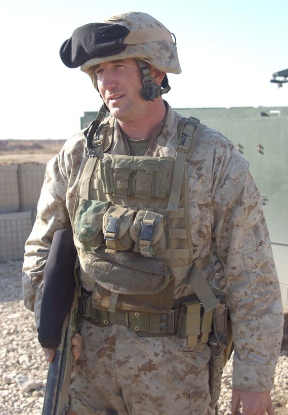 Sgt. Herbert B. Hancock, chief scout sniper, sniper platoon, 1st Battalion, 23rd Marine Regiment, is credited with the longest confirmed kill in Iraq, hitting enemy terrorists from 1,050 yards in Fallujah Nov. 11. Hancock, a 35-year-old activated reservist and police officer from Bryan, Texas, has been a Marine Corps sniper since 1992. Photo by Cpl. Paul Leicht