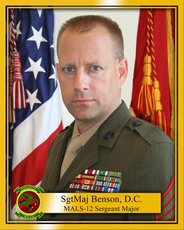 Sgt. Maj. Drew Benson, the current sergeant major of Marine Aviation Logistics Squadron 12, is scheduled to relieve Karl Villalino sergeant major of Marine Aircraft Group 12, during a relief and appointment ceremony at the Marine All-Weather Fighter Attack Squadron 242 hangar here 10 a.m. Thursday. Villalino’s 24 years of service benefited MAG-12’s operational readiness.