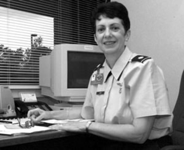 In 1975, then Lt. Col. Regina Aune, who served as a flight nurse in Vietnam, became the first and only woman to receive the Cheney Award for her actions saving orphans after a C-5 Galaxy crashed during "Operation Babylift." Now retired Colonel Aune spoke to graduates of Air University's Air Command and Staff College during a recent visit. (U.S. Air Force photo)