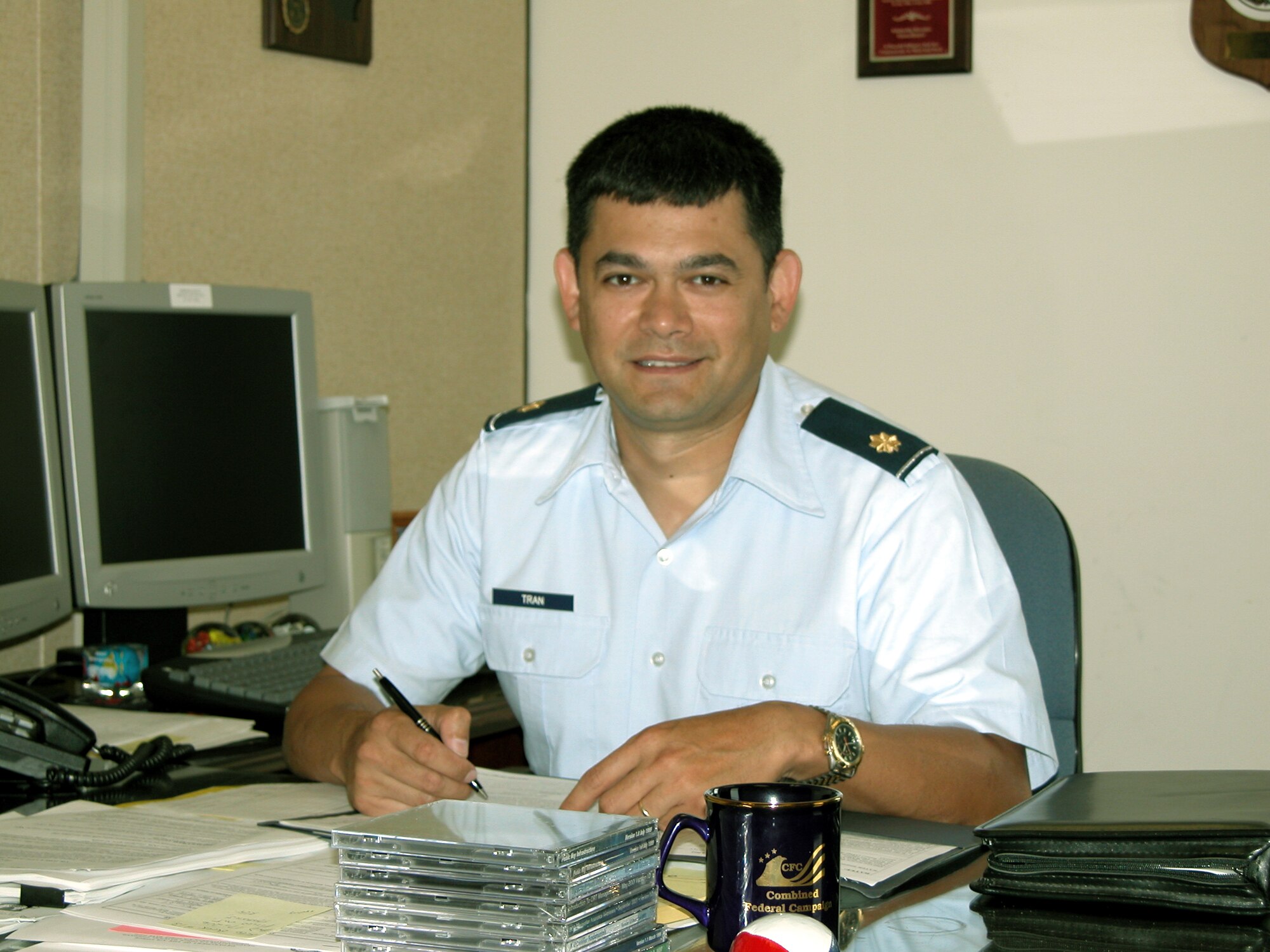 EGLIN AIR FORCE BASE, Fla. -- Maj. Phuong Tran joined the military after he and his family fled Saigon, Vietnam, to escape communism in 1975.  He is now the information system flight commander for the 96th Communications Squadron here.  (U.S. Air Force photo by Allyson D. Hartley)