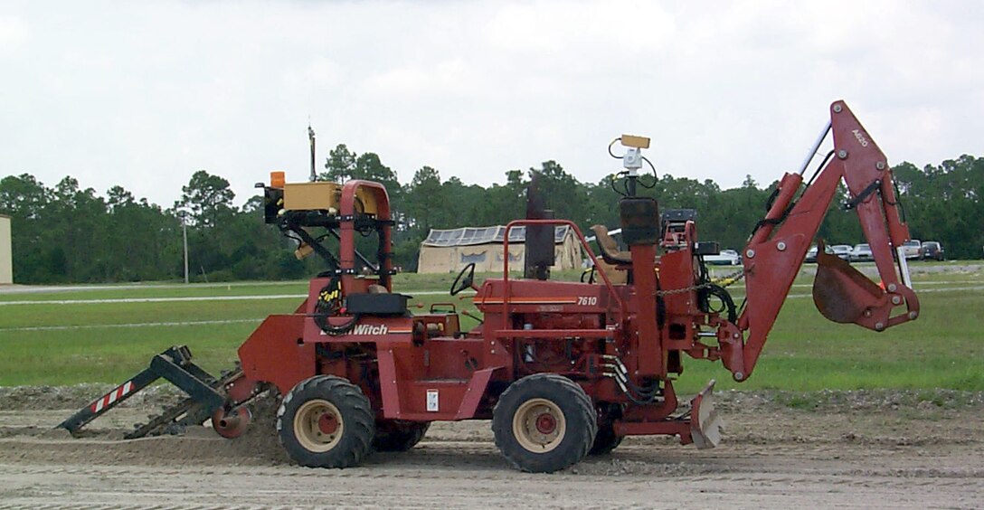 WRIGHT-PATTERSON AIR FORCE BASE, Ohio -- Engineers from Air Force Research Laboratory's materials and manufacturing directorate designed an advanced robotic trenching tractor, called Robo Trencher, so combat engineers can perform cable trenching and excavation missions in dangerous locations.  (Courtesy photo)