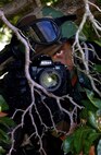 ROYAL AIR FORCE MILDENHALL, England -- Airman 1st Class Franklin Perkins uses a Nikon D1X camera to photograph a mobility exercise here.  Airman Perkins is a visual information specialist with the 100th Communications Squadron. (U.S. Air Force photo by Staff Sgt. Jeanette Copeland)