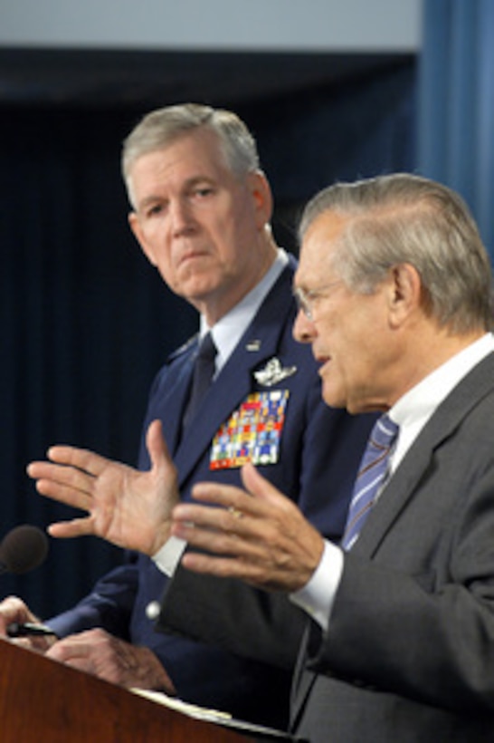 Secretary Of Defense Rumsfeld Responds To A Reporter's Question.