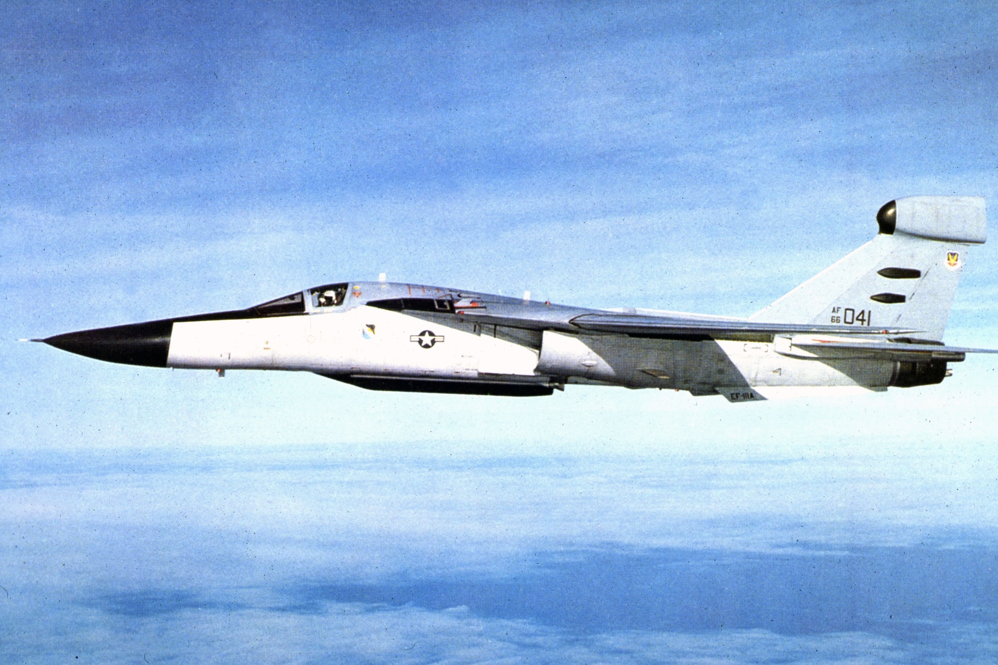 1980s -- The EF-111 Raven flies a training mission October 1987. (U.S. Air Force photo)