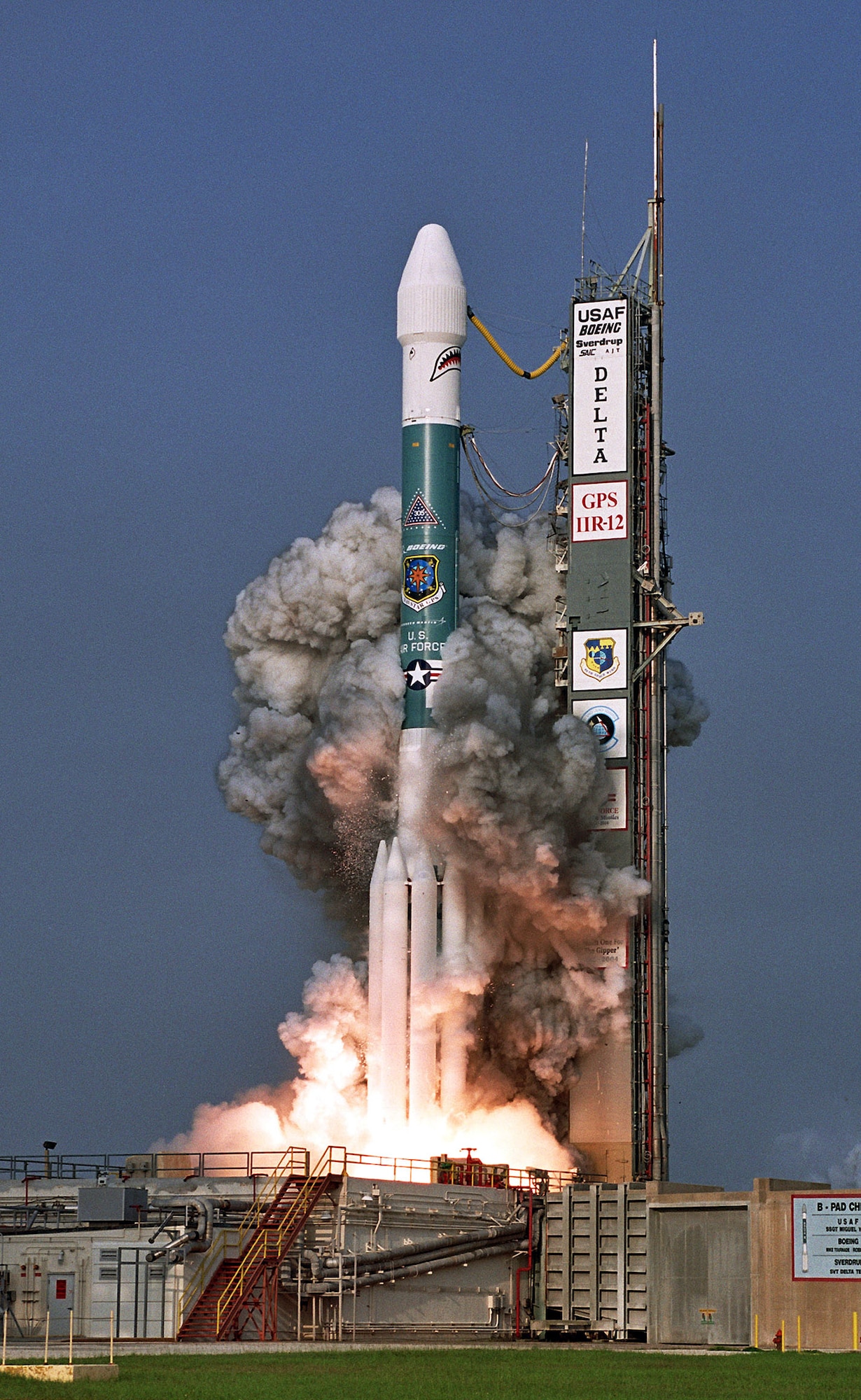 CAPE CANAVERAL AIR FORCE STATION, Fla. -- A Boeing Delta II rocket lifts off from here June 23 carrying a replacement satellite for the Air Force's Global Positioning System into orbit.  The Delta II is a three-stage launch vehicle.  (U.S. Air Force photo by Carleton Bailie)