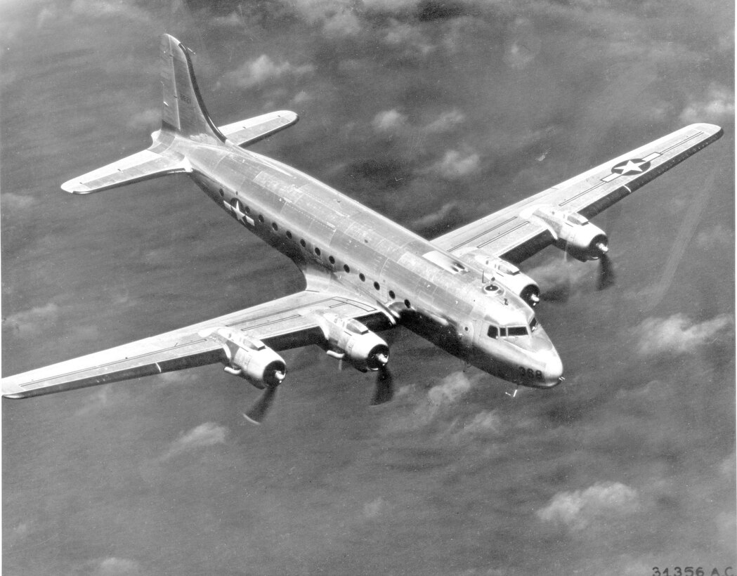 1940's -- A special C-54C, nicknamed the "Sacred Cow" by the White House press corps, became the first presidential aircraft, ordered for Franklin D. Roosevelt. (U.S. Air Force photo)