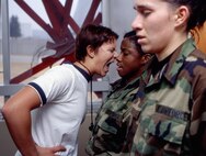 U.S. AIR FORCE ACADEMY, Colo. -- Cadets began to see major changes in August 2003 during freshman basic cadet training. In the past, upperclass cadets would indoctrinate freshmen cadets with boot camp-style yelling combined with extensive physical training. But one of the short-term goals of the new academy leadership was to bring training more in line with the operational Air Force. Now, training is conducted in a more participatory manner, with mentoring and some cold, hard stares as part of the new “four-class” system of leadership development that occurs during all four class years. (U.S. Air Force photo by Tech. Sgt. Ken Wright)