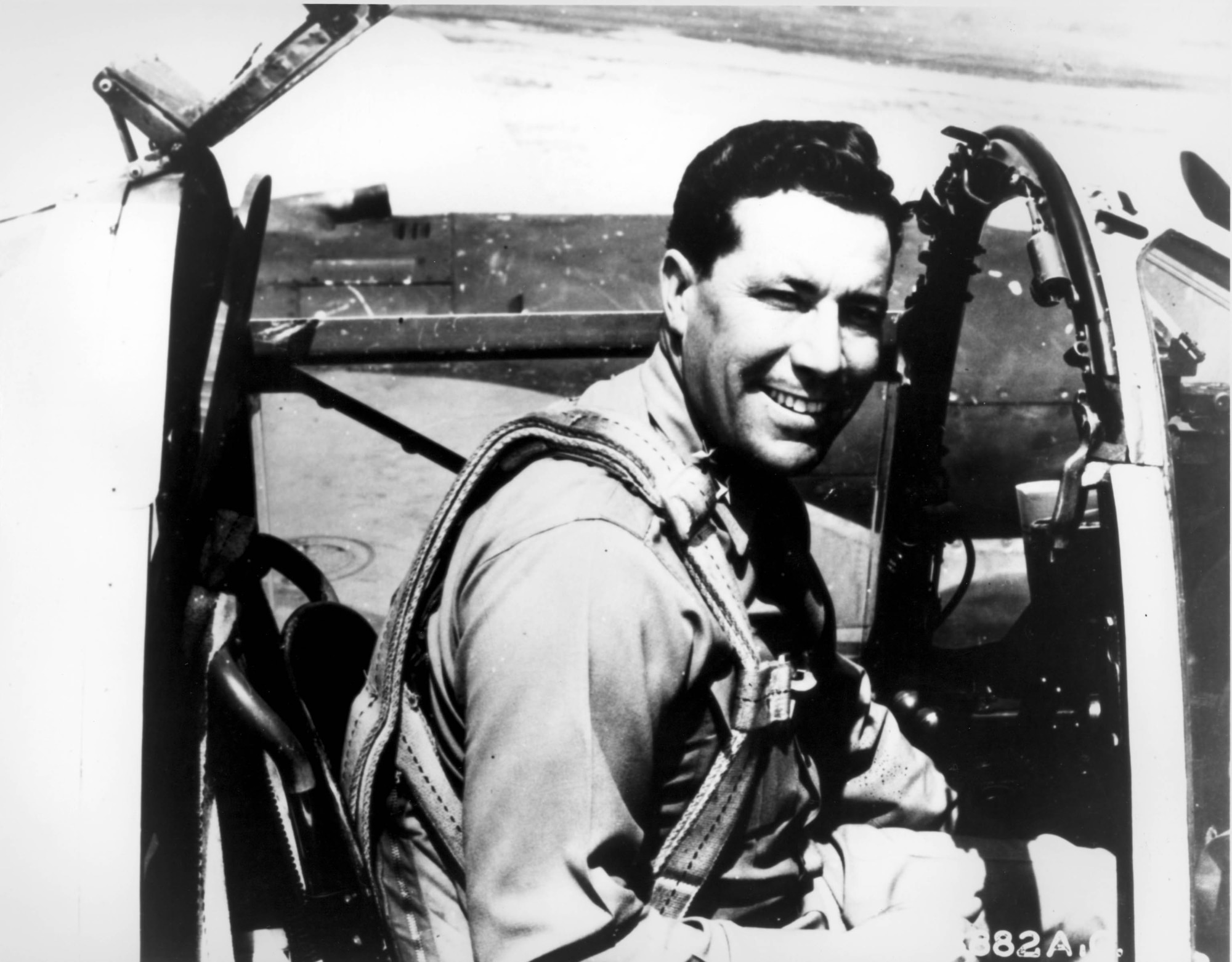 1940's -- Captain Elwood R. Quesada, assigned to intelligence in the Office of the Chief of Air Corps in October 1940, went on to become commanding general of the 9th Fighter Command where he established advanced Headquarters on the Normandy beachhead on D-Day plus one, and directed his planes in aerial cover and air support for the Allied invasion of the continent. (U.S. Air Force photo)