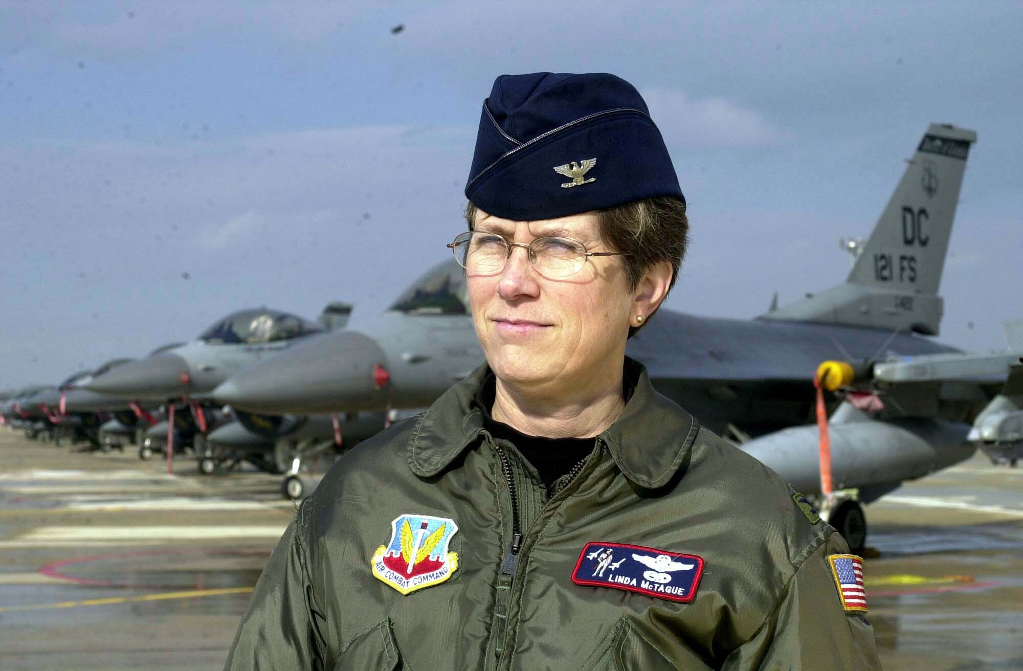ANDREWS AIR FORCE BASE, Md. -- Air National Guard Col. Linda McTague is the first woman to command an ANG wing, and historical records show she is the first woman to command an Air Force fighter squadron.  (Courtesy photo)