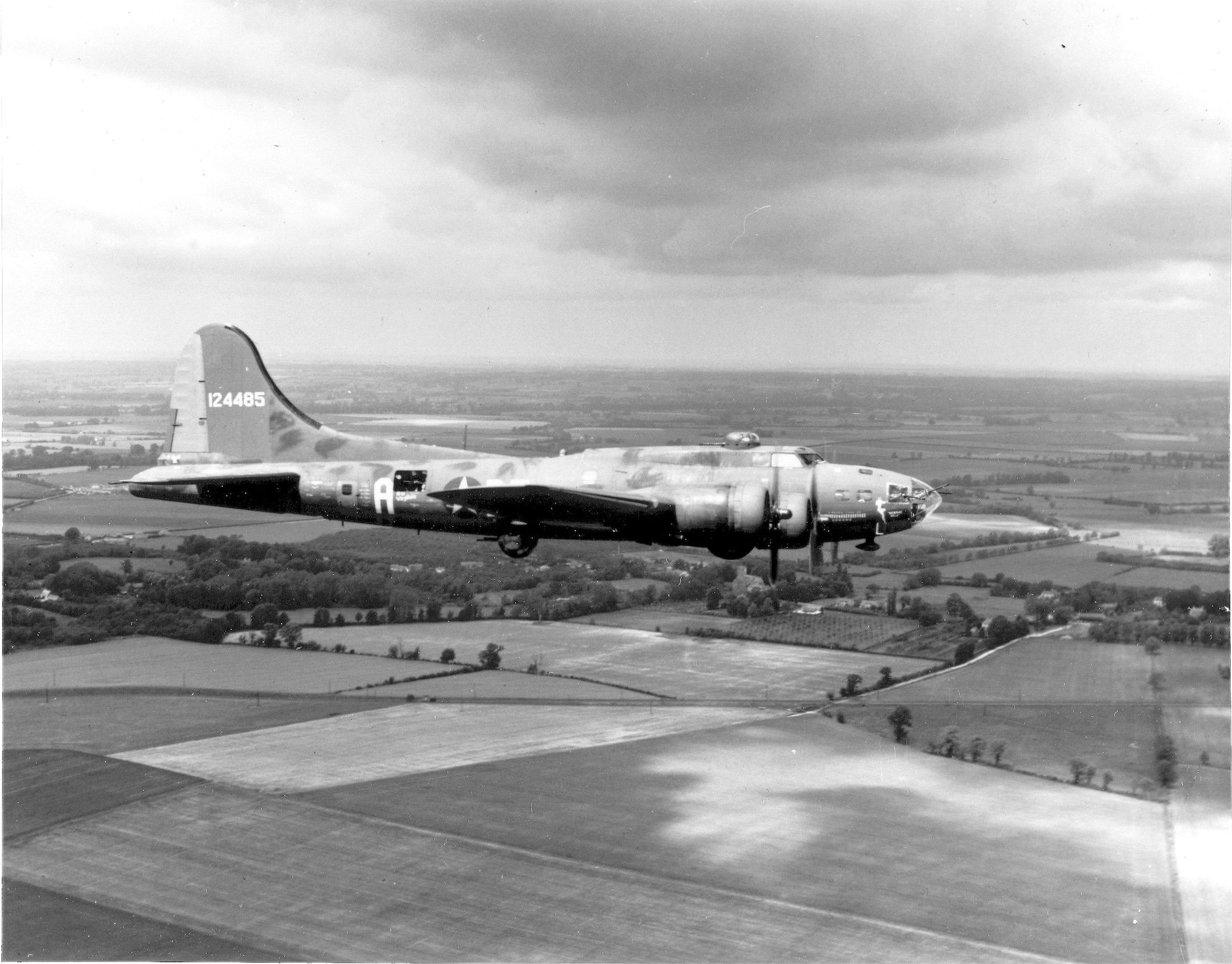 1940's -- The B-17 Flying Fortress "The Memphis Belle" is shown on her way back to the United States June 9, 1943, after successfully completing 25 missions from an airbase in England.