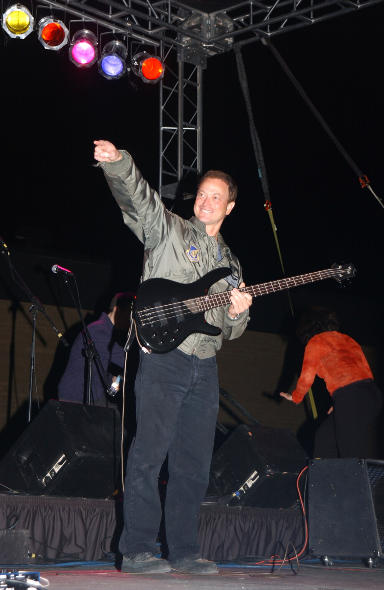 LUKE AIR FORCE BASE, Ariz. -- Gary Sinise and the Lt. Dan Band performed here Oct. 30.  Mr. Sinise's portrayal of Lt. Dan Taylor in the movie "Forrest Gump" led to putting together a band to entertain troops away from home.  (U.S. Air Force photo by Airman 1st Class Sarah Elliott)