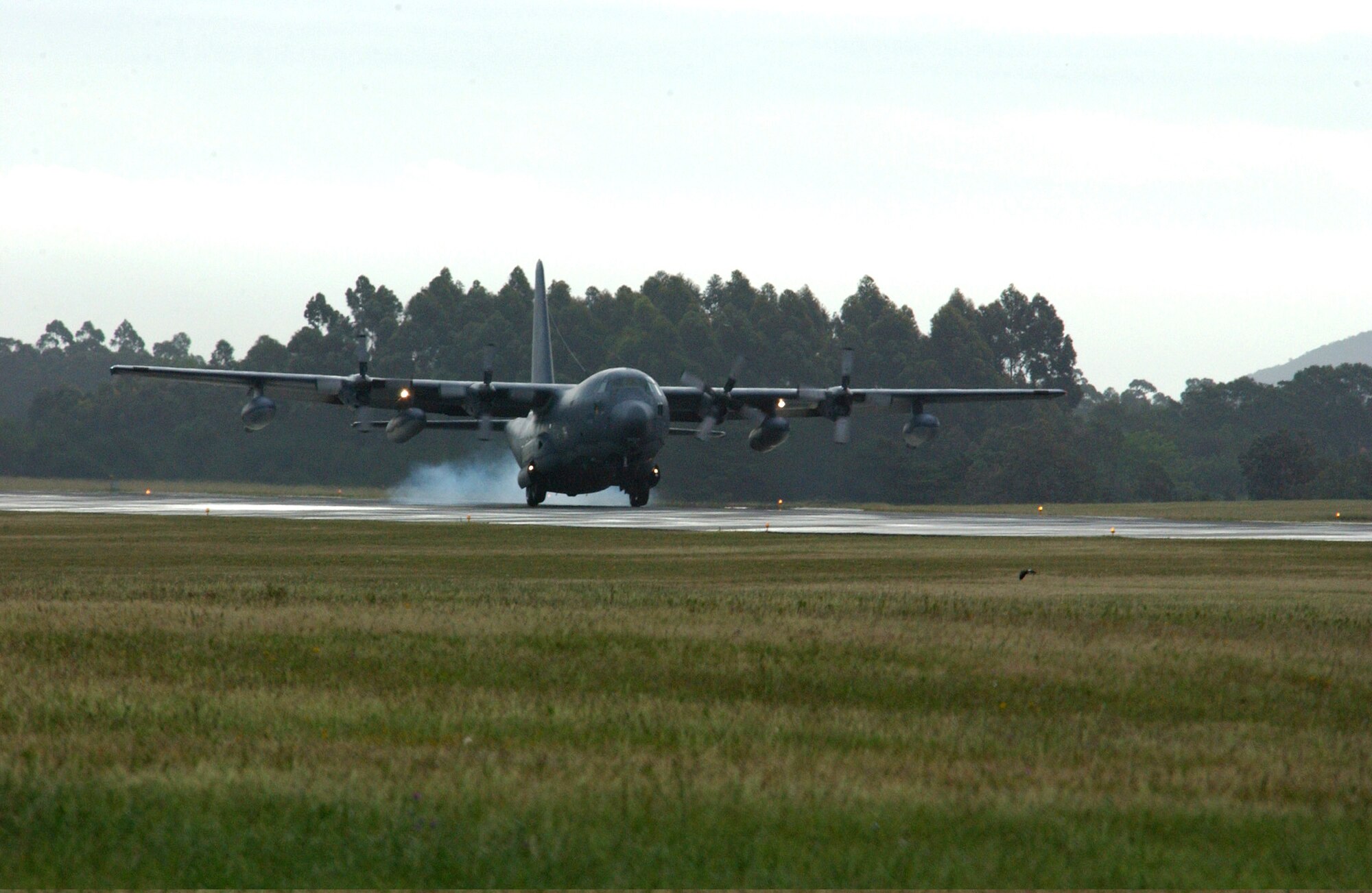 PUNTA DEL ESTE, Uruguay -- An MC-130P Combat Shadow from Eglin Air Force Base, Fla., arrives here Nov. 9 for participation in Unitas 2004.  The exercise involves navies from the United States, Spain, Brazil, Uruguay and Argentina, plus the U.S. Coast Guard and U.S. Air Force.  (U.S. Air Force photo by Tech. Sgt. Julia Barklow)
