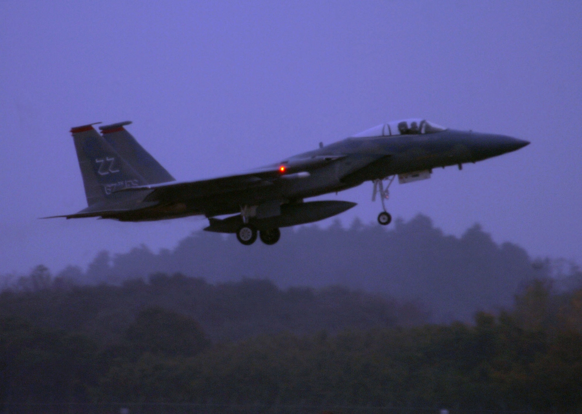 HYAKURI AIR BASE, Japan -- An F-15 Eagle from the 67th Fighter Squadron at Kadena Air Base, Japan, takes off for a mission here during a Keen Sword exercise Nov. 16. Keen Sword is a bilateral defense exercise designed to practice defending Japan against foreign aggression.  (U.S. Air Force photo by Master Sgt. Val Gempis)