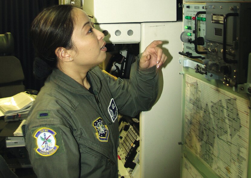 GREAT PLAINS OF NORTH DAKOTA -- First Lt. Nancy Satterfield inspects the indicator lights ensuring they will turn on if there is a system malfunction here.  She is assigned to the 742nd Missile Squadron at Minot Air Force Base, N.D.  (U.S. Air Force photo by Airman 1st Class Danny Monahan)