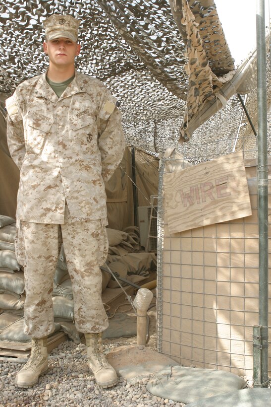 Lance Cpl. Jeremy D. Tolhurst, a 20-year-old native of Detroit, is a field wireman with 8th Communication Battalion, II Marine Expeditionary Force, Headquarters Group, II MEF (FWD).  Before joining the Corps, Tolhurst said he never had the characteristics he has now.   Married for only nine months, Tolhurst misses his wife but has learned confidence and consistency in his job field during his first deployment.
