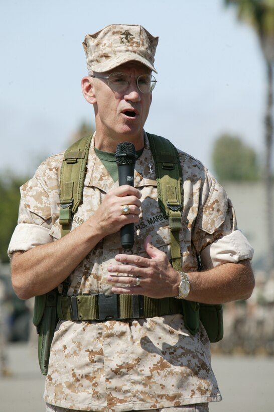 Maj. Gen. RIchard S. Kramlich, who recently relinquished command of the 1st Force Service Support Group to Brig. Gen. David G. Reist, will bring his operational and combat logistical experience to his new job as deputy commandant of installation and logistics at Headquarters Marine Corps this fall.