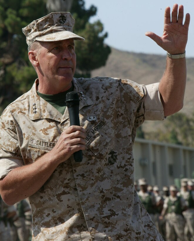Lt. Gen. John F. Sattler, commanding general of the I Marine Expeditionary Force, assumed command of the U.S. Marine Forces Central Command Aug. 3.