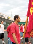 Joshua A. Givhan, 17, stands for the first time as the new guide for RSS Kalamazoo, Aug. 11. Givhan took over as guide and now leads more than 30 poolees.