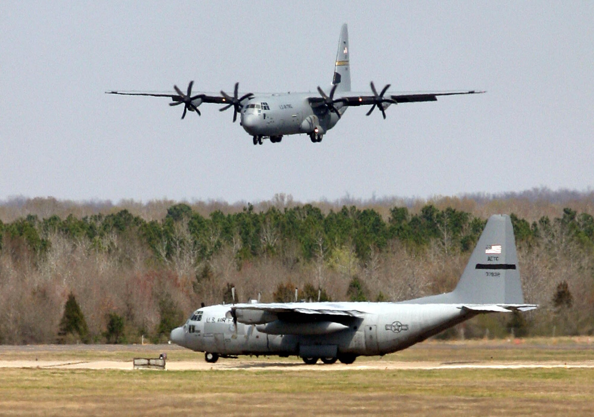 LITTLE ROCK AIR FORCE BASE, Ark. (AFPN) -- The C-130J Hercules is the latest addition to the C-130 fleet. The C-130J provides life-cycle cost savings over earlier models. Compared to older aircraft, the J model climbs faster and higher, flies farther at a higher cruise speed, and takes off and lands in a shorter distance.  (U.S. Air Force photo by Senior Airman Tim Bazar)