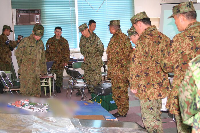 As part of the Active Shield Exercise, table top exercises have been conducted Monday and Tuesday as part of the scenario for this exercise. The situation has developed to a point where the Japanese government has authorized the dispatching of the Japanese Ground Self Defense Forces to Marine Corps Air Station Iwakuni.