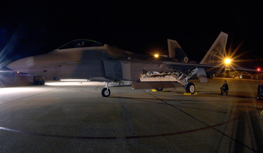 SAN ANTONIO, Texas (AFPN) -- The Air Force has changed the designation of the F/A-22 to the F-22A Raptor. The service designated it "F/A" three years ago to stress the stealth fighter's ability to provide close-air support and drop bombs. The "A" will now designate the variant of the aircraft. The fighter from the 27th Fighter Squadron (above) went to Hill Air Force Base, Utah, this year for live weapons training. The Raptor is scheduled to become operational this month with the 1st Fighter Wing at Langley AFB, Va. (U.S. Air Force photo by Staff Sgt. Samuel Rogers)