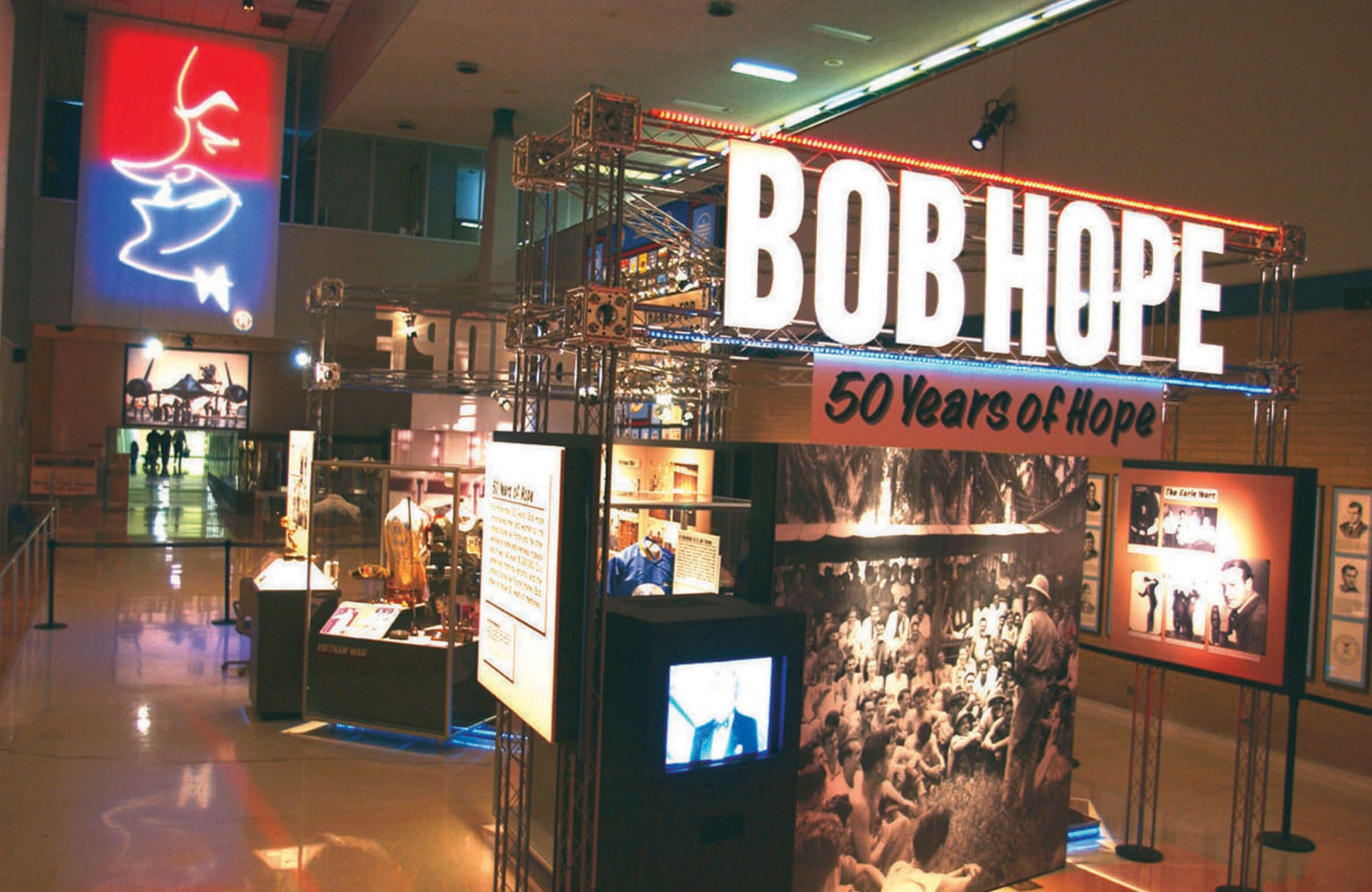 DAYTON, Ohio -- An exhibit honoring comedian Bob Hope is on display in Kettering Hall at the National Museum of the United States Air Force. (U.S. Air Force photo)