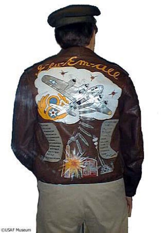 DAYTON, Ohio -- "Julie Mae" aviator jacket on display at the National Museum of the United States Air Force. (U.S. Air Force photo)