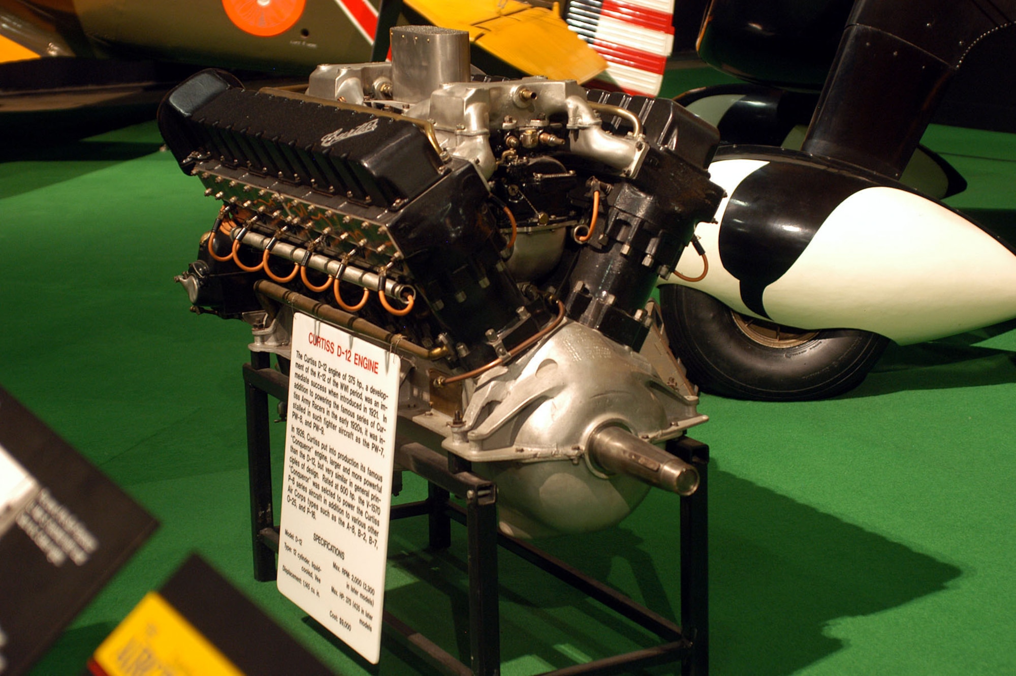 DAYTON, Ohio -- Curtiss D-12 engine at the National Museum of the United States Air Force. (U.S. Air Force photo)