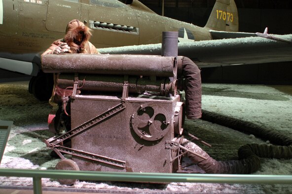 DAYTON, Ohio -- Type F-1A utility heater displayed in the World War II Gallery at the National Museum of the United States Air Force. (U.S. Air Force photo)